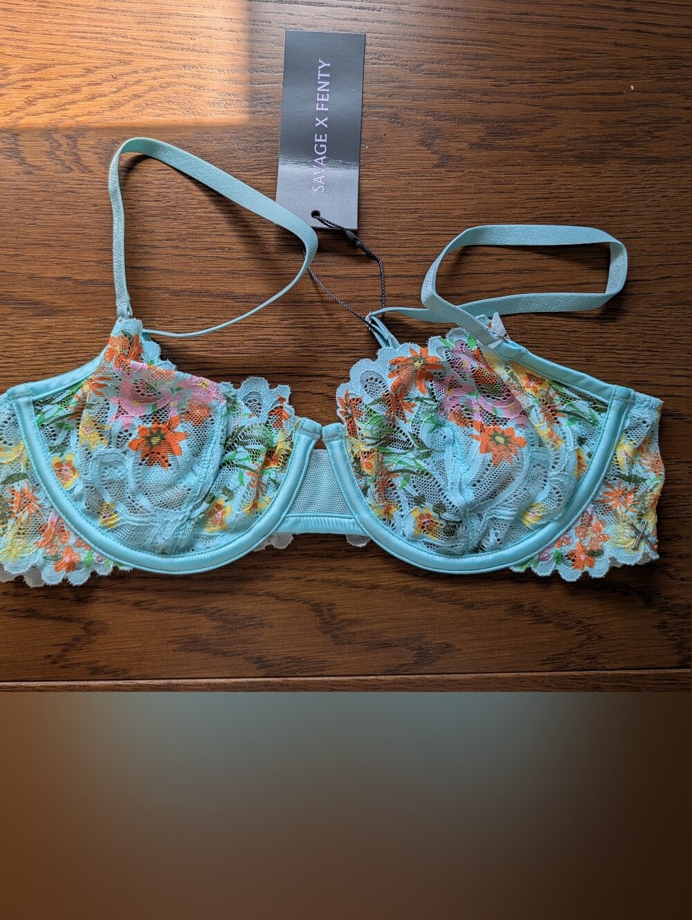 Savage X Fenty Light Blue Floral Lace Underwire Bra